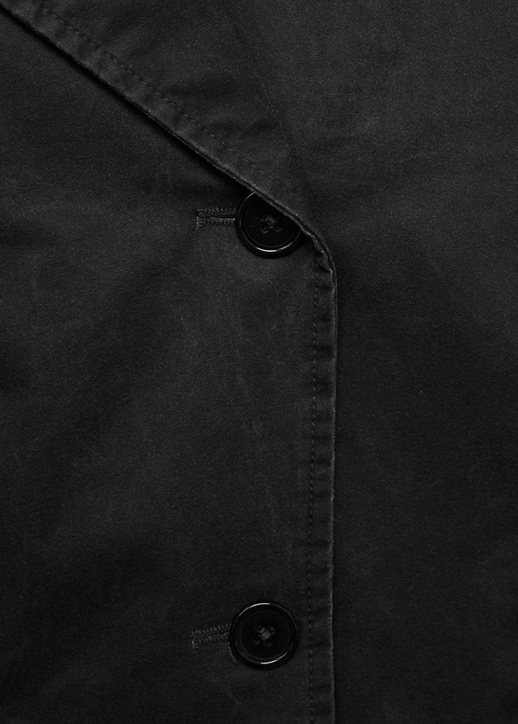 Waxed short trench coat — Charcoal