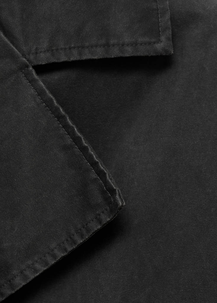 Waxed short trench coat — Charcoal