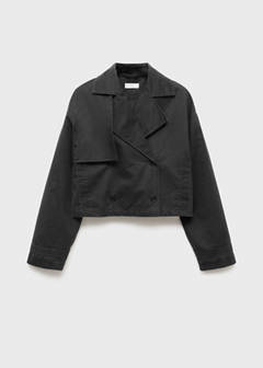 Waxed short trench coat — Charcoal 4
