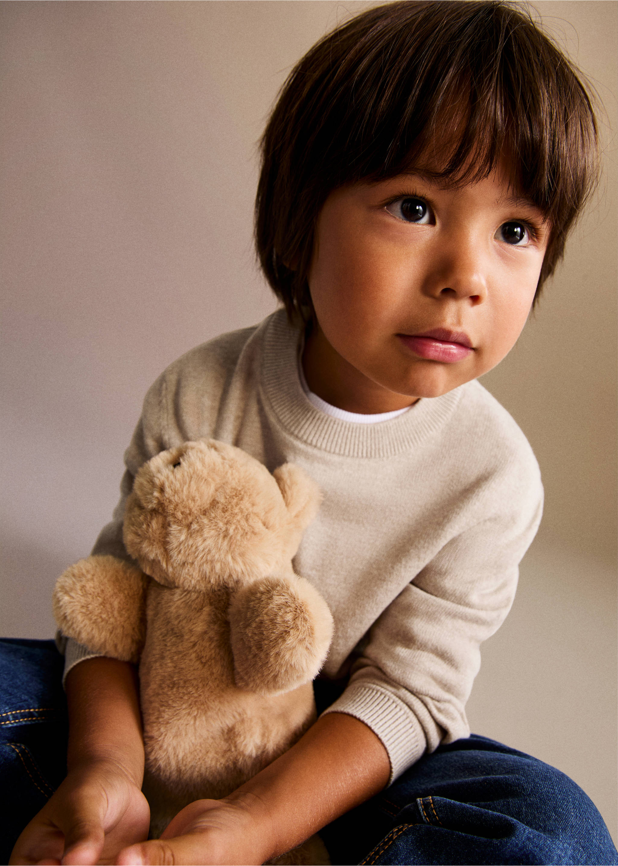 Jersey punto detalles canalé - Plano general, Beige. Ref: 17074413-00.