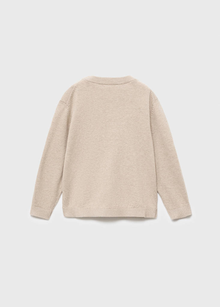 Knitted sweater with ribbed details — Beige