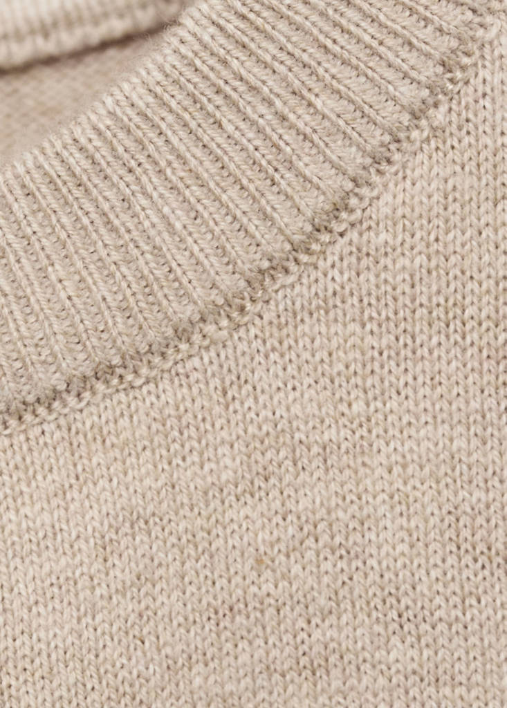 Knitted sweater with ribbed details — Beige