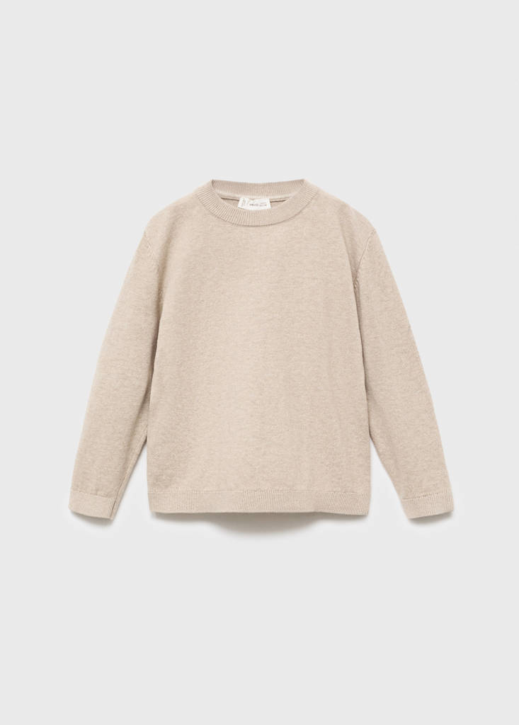 Knitted sweater with ribbed details — Beige