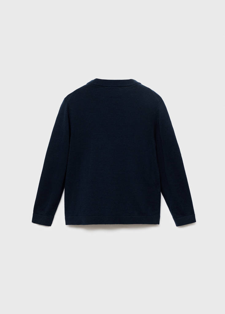 Knitted sweater with ribbed details — Navy