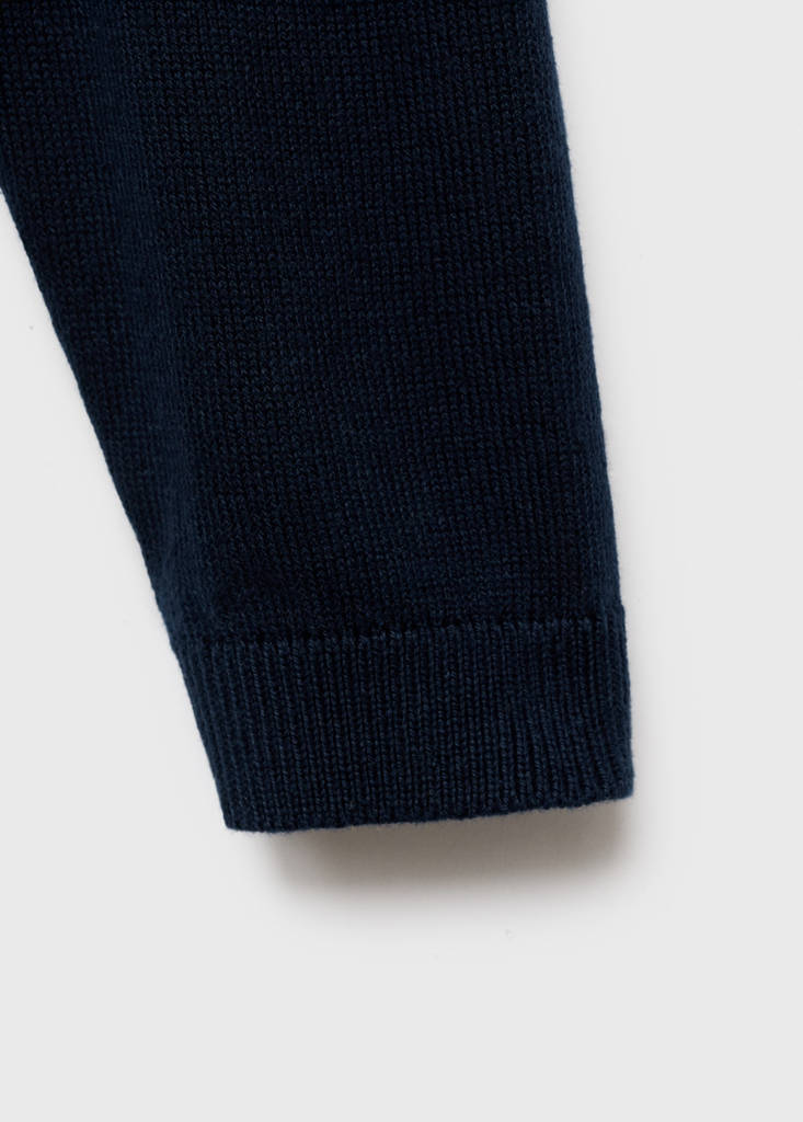 Knitted sweater with ribbed details — Navy