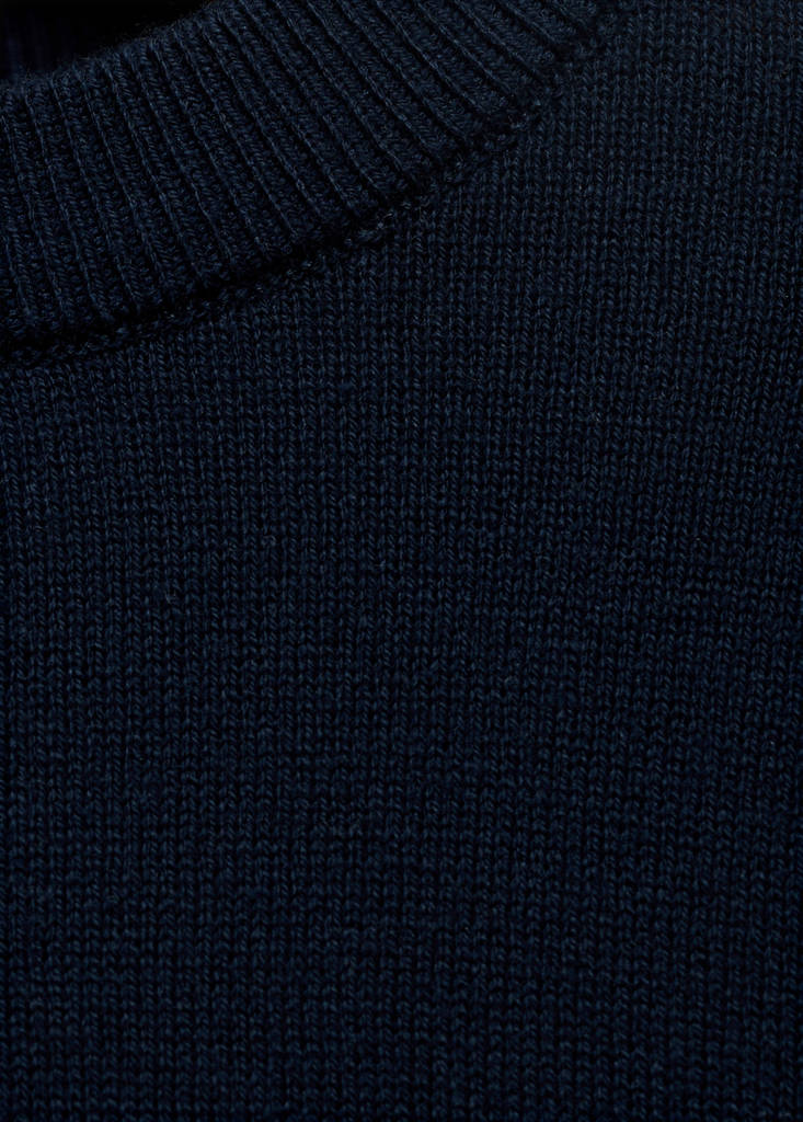 Knitted sweater with ribbed details — Navy