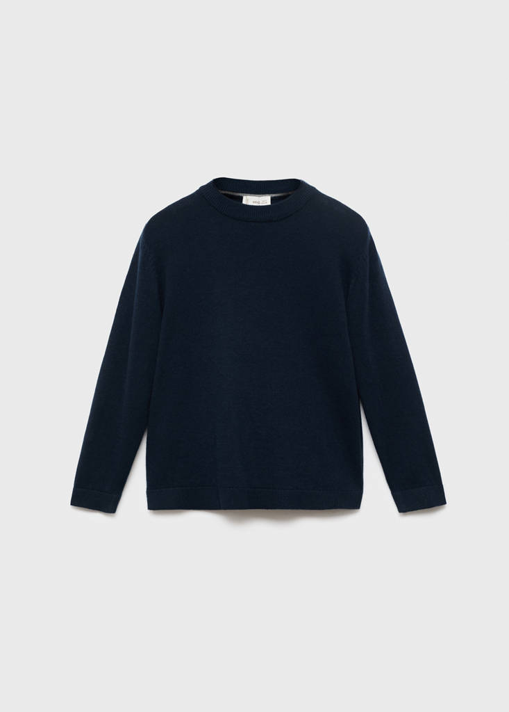 Knitted sweater with ribbed details — Navy