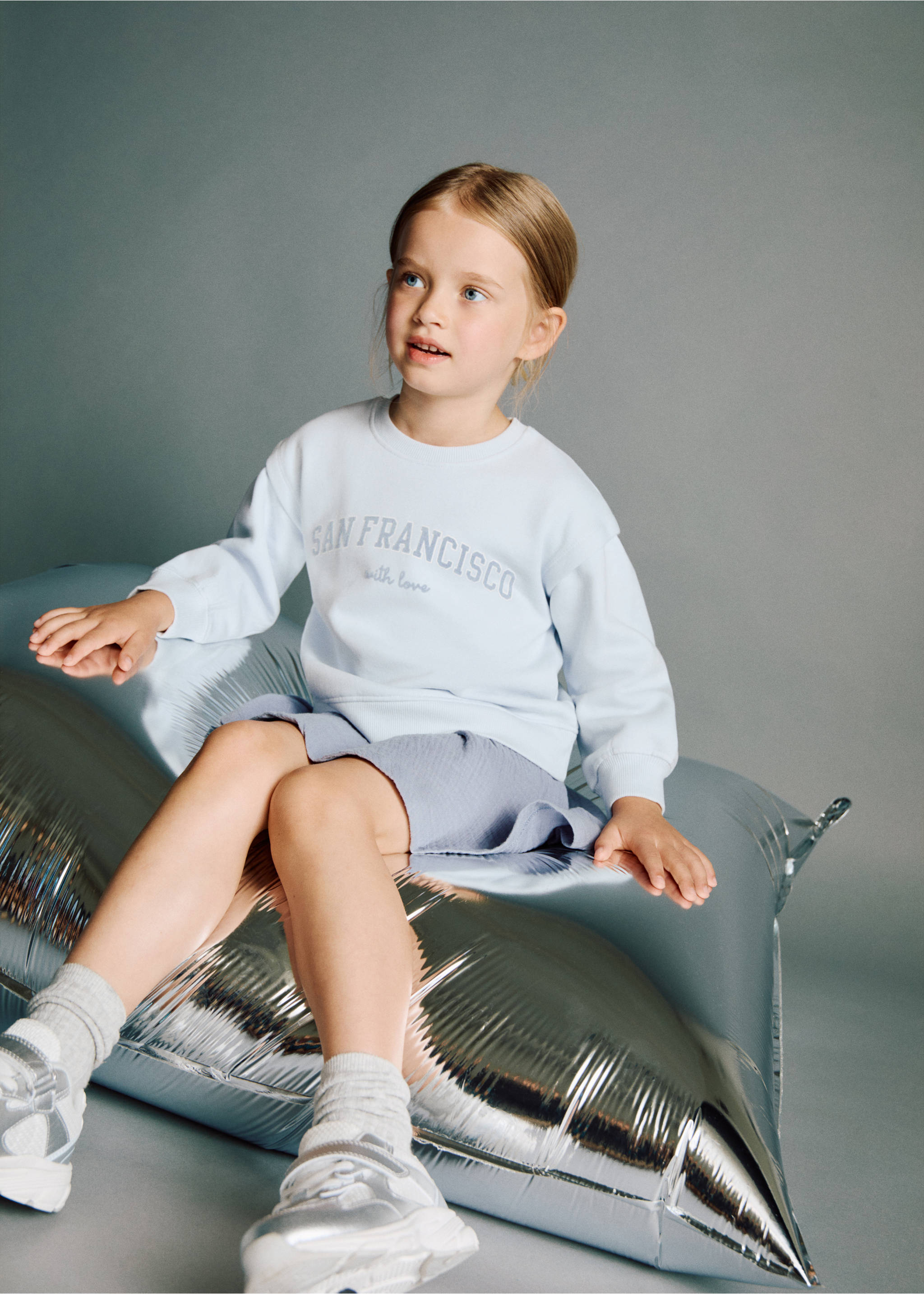 Combined sweatshirt dress - Medium plane, Sky Blue. Ref: 17074424-00.