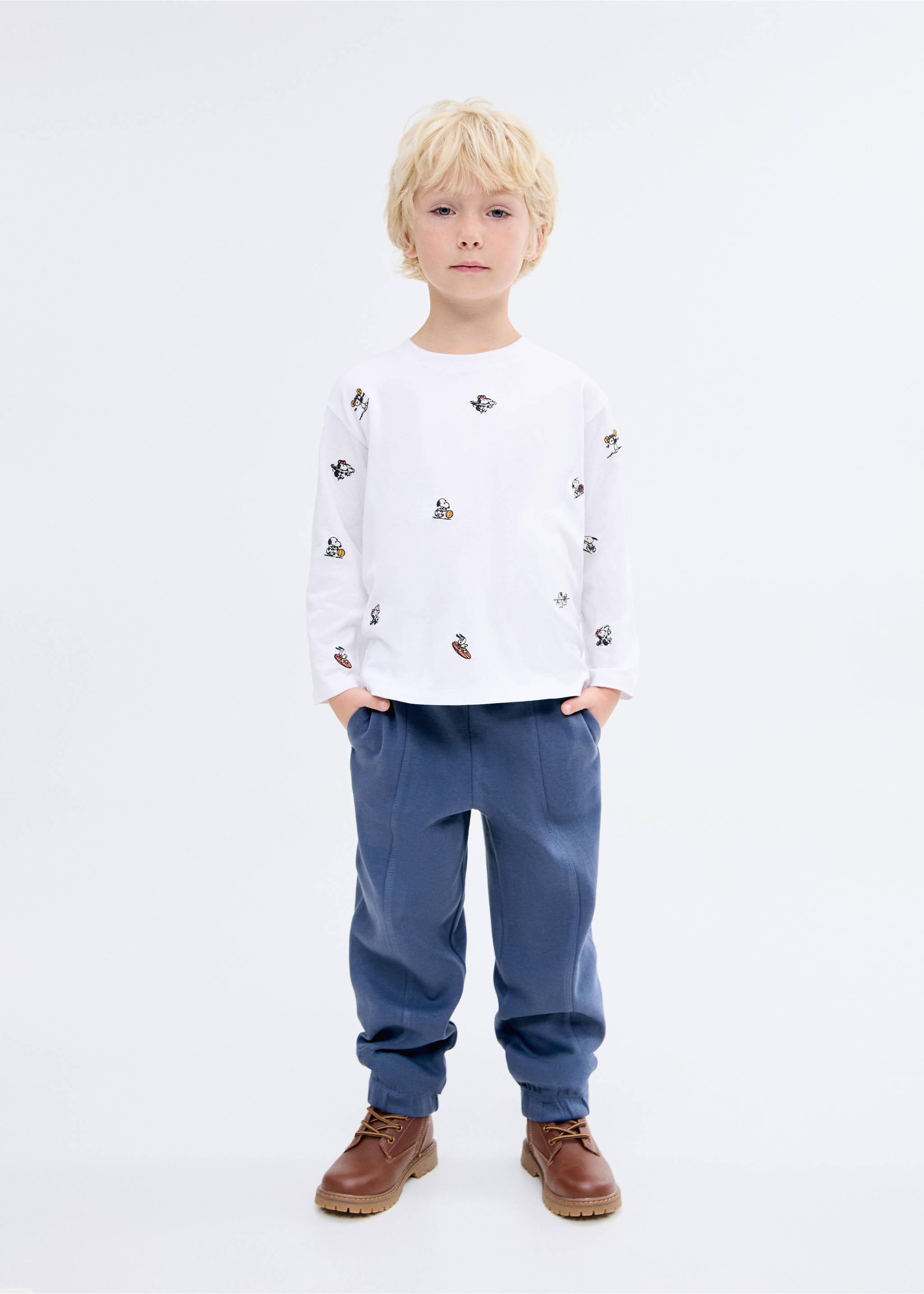 Joggers algodón cintura elástica - Plano general, Azul noche. Ref: 17074427-00.