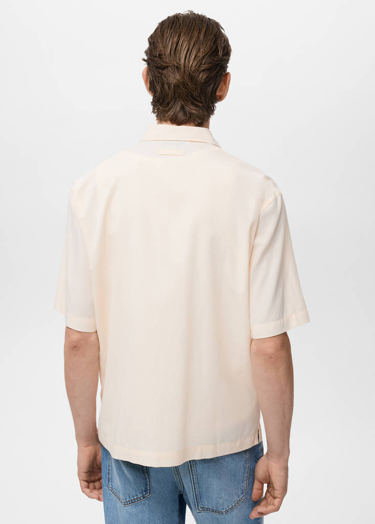 Regular-fit cotton shirt with pocket — Ecru