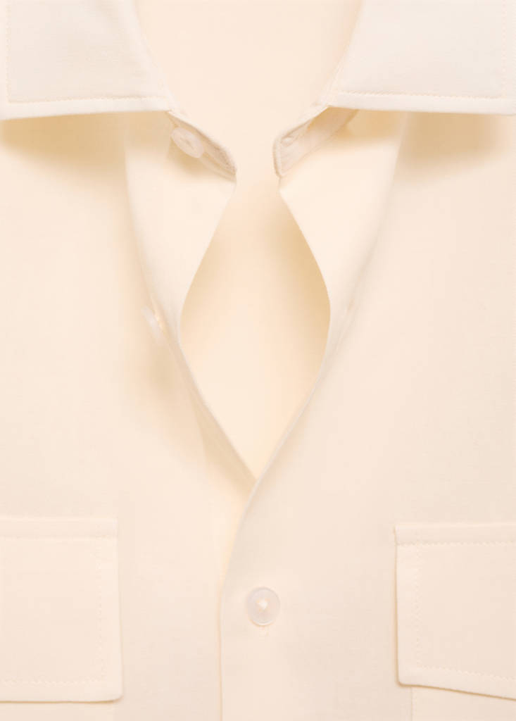 Regular-fit cotton shirt with pocket — Ecru