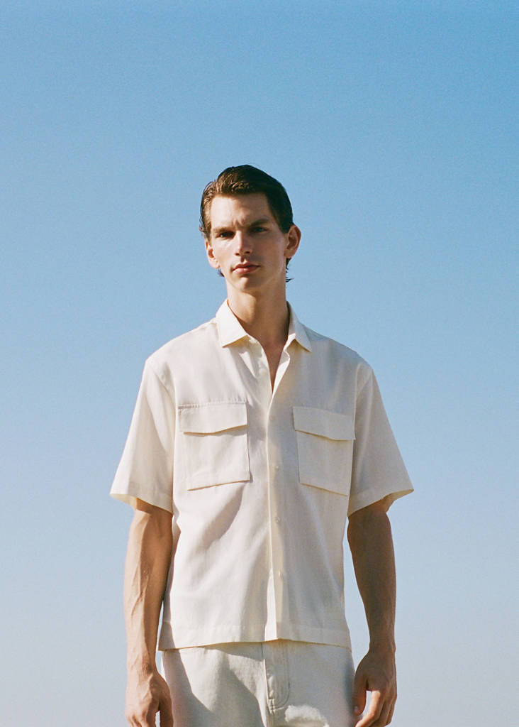 Regular-fit cotton shirt with pocket — Ecru