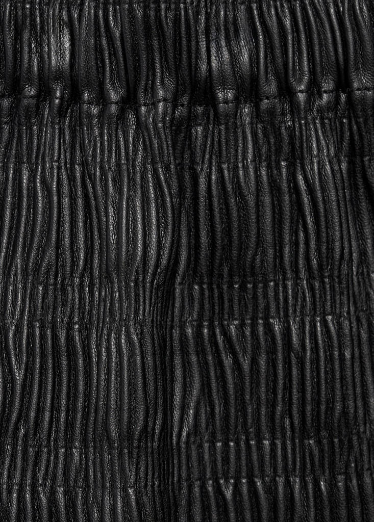 Pleated leather-effect skirt — Black