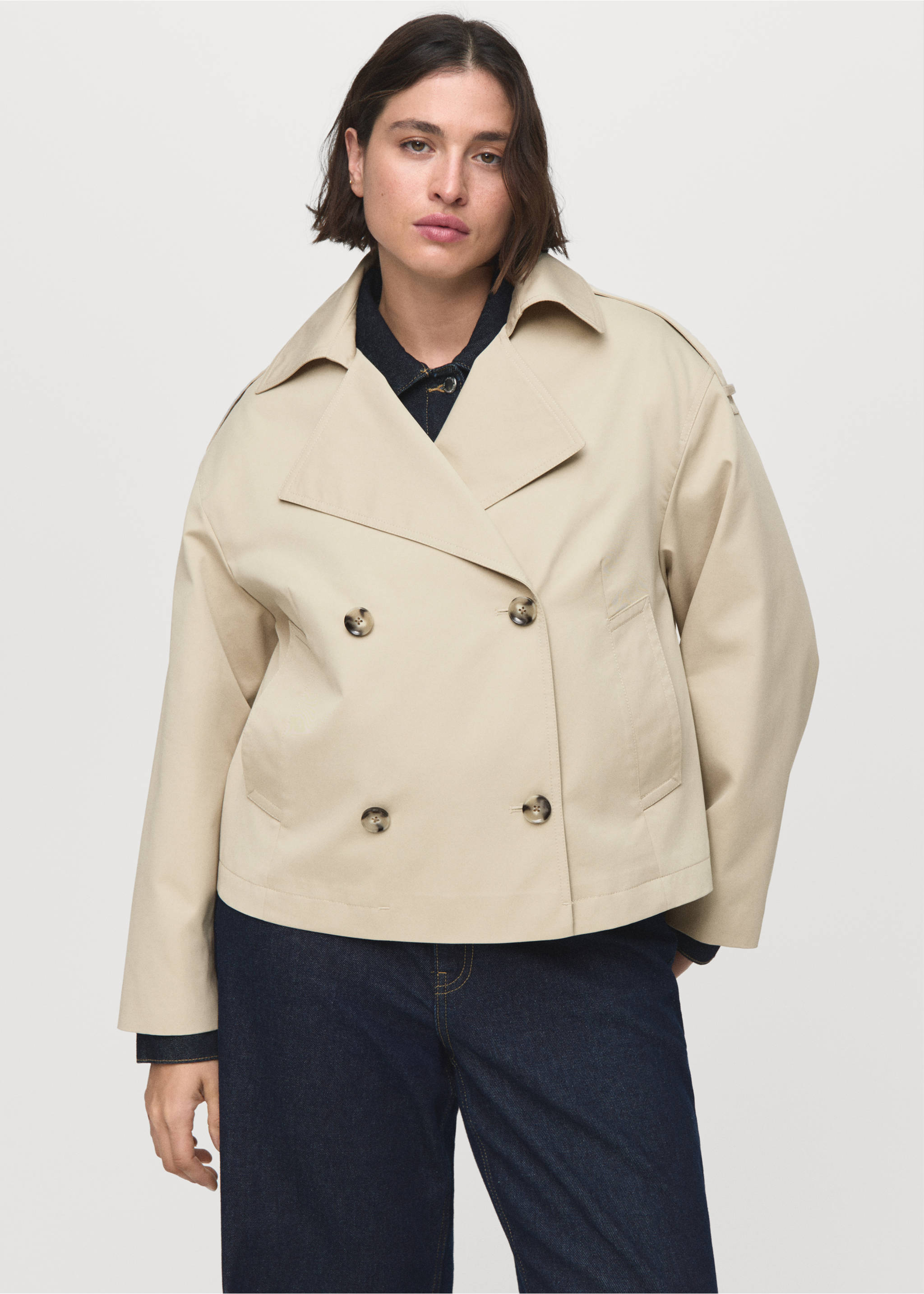 Trench crop double boutonnage - Détail de l'article 5, Beige. Ref: 17074438-00.