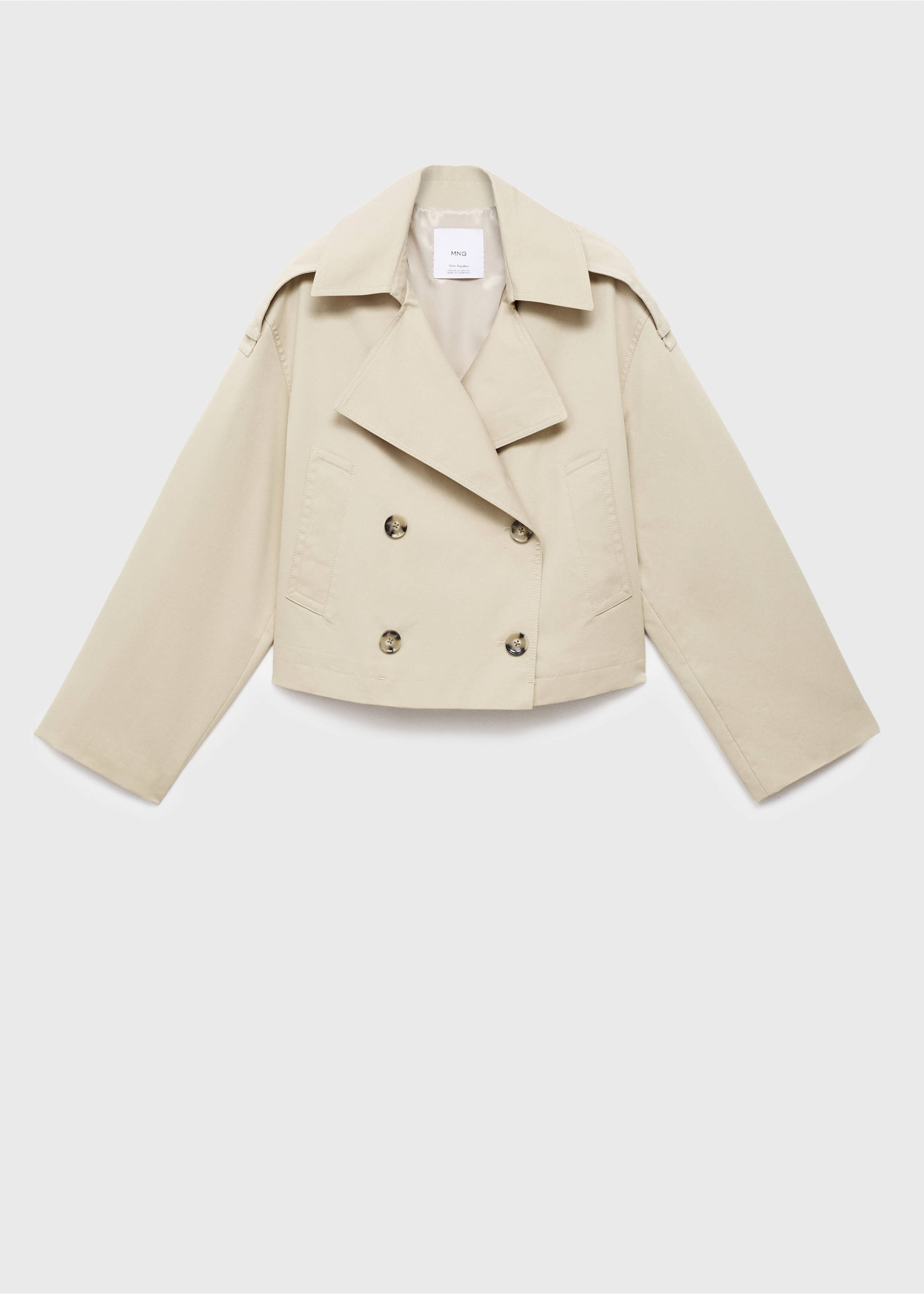 Double-breasted cropped trench coat - Article without model, Beige. Ref: 17074438-00.