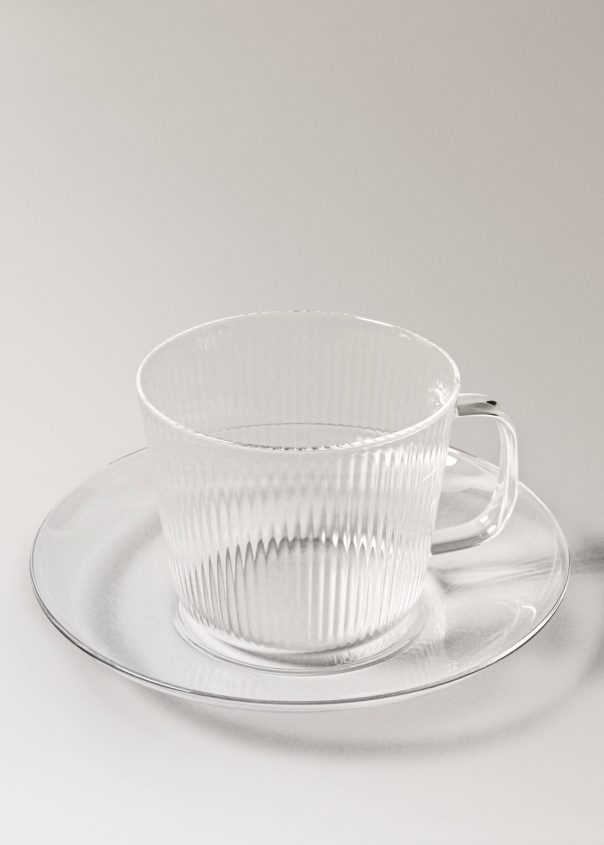 Cappuccinokopp med fat i borosilikatglas med reliefmönster av ränder - Detaljer om artikeln 3