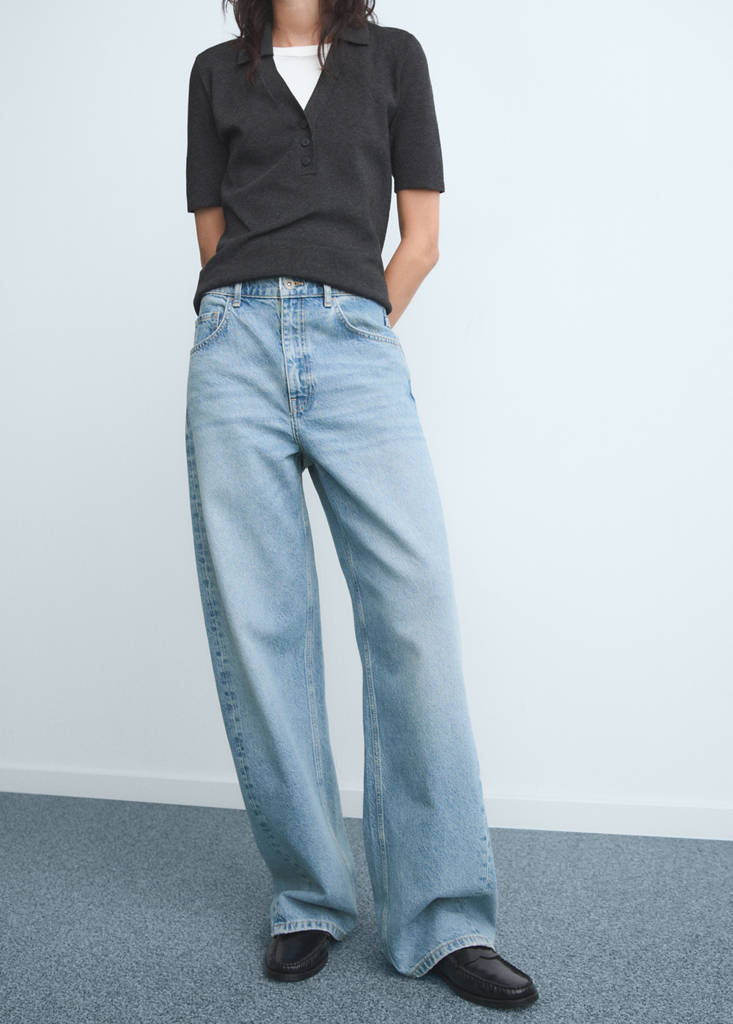 Mid-rise barrel jeans — Medium Blue