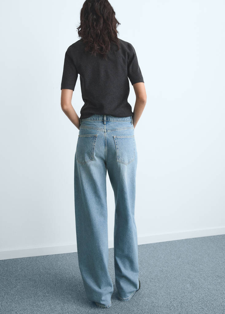 Mid-rise barrel jeans — Medium Blue