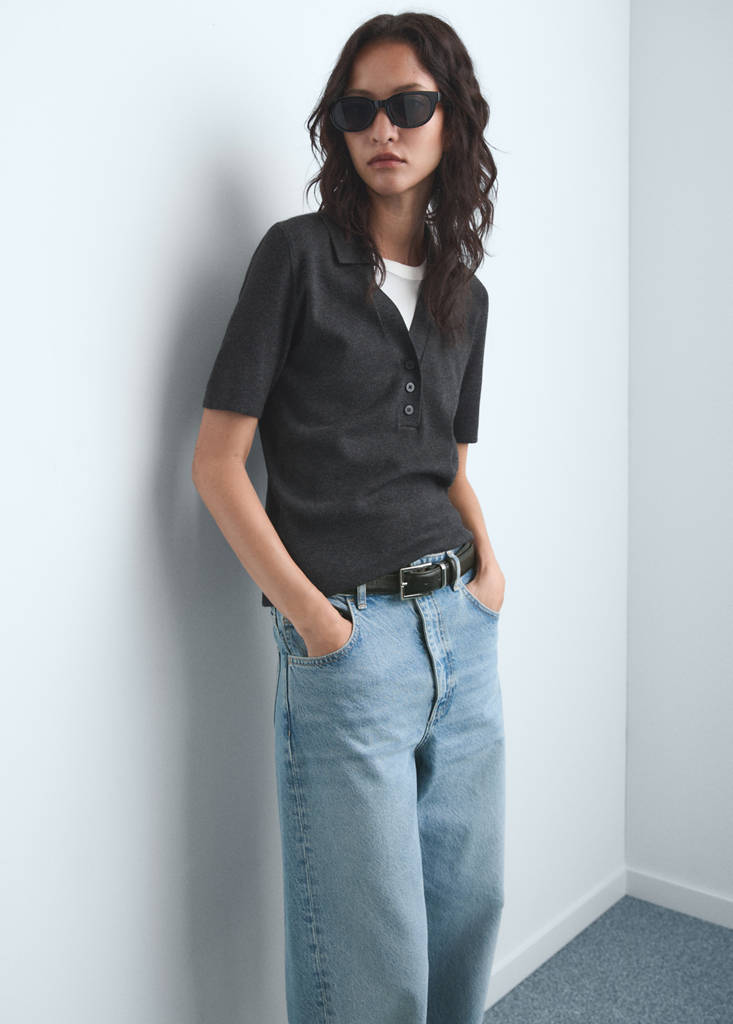 Mid-rise barrel jeans — Medium Blue