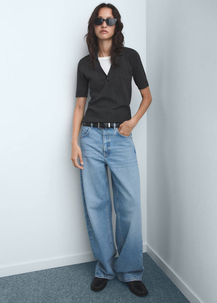 Mid-rise barrel jeans — Medium Blue