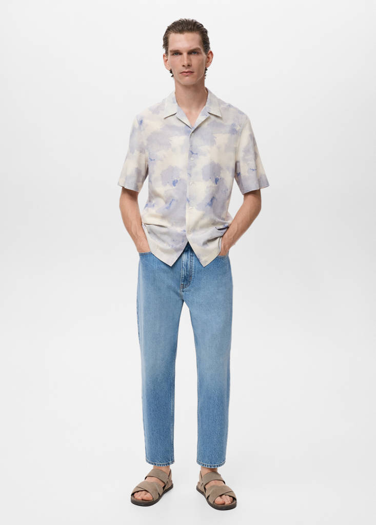 Printed bowling shirt — Light/Pastel Grey