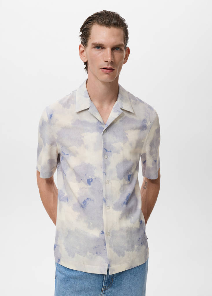 Printed bowling shirt — Light/Pastel Grey