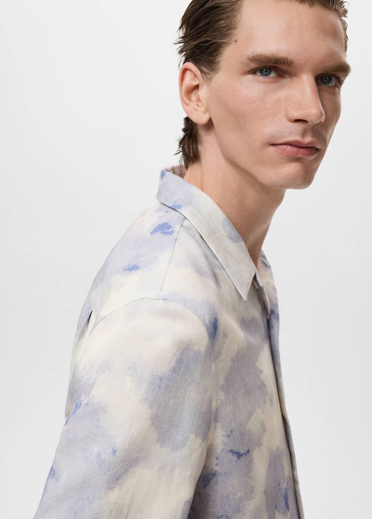 Printed bowling shirt — Light/Pastel Grey