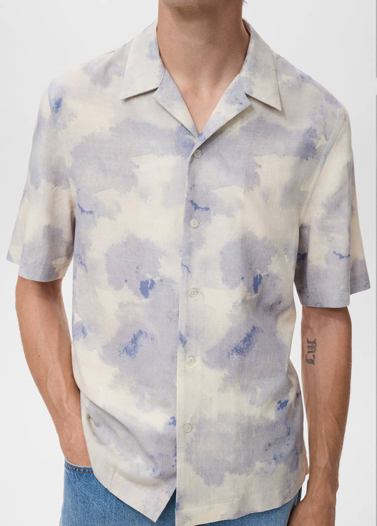 Printed bowling shirt — Light/Pastel Grey