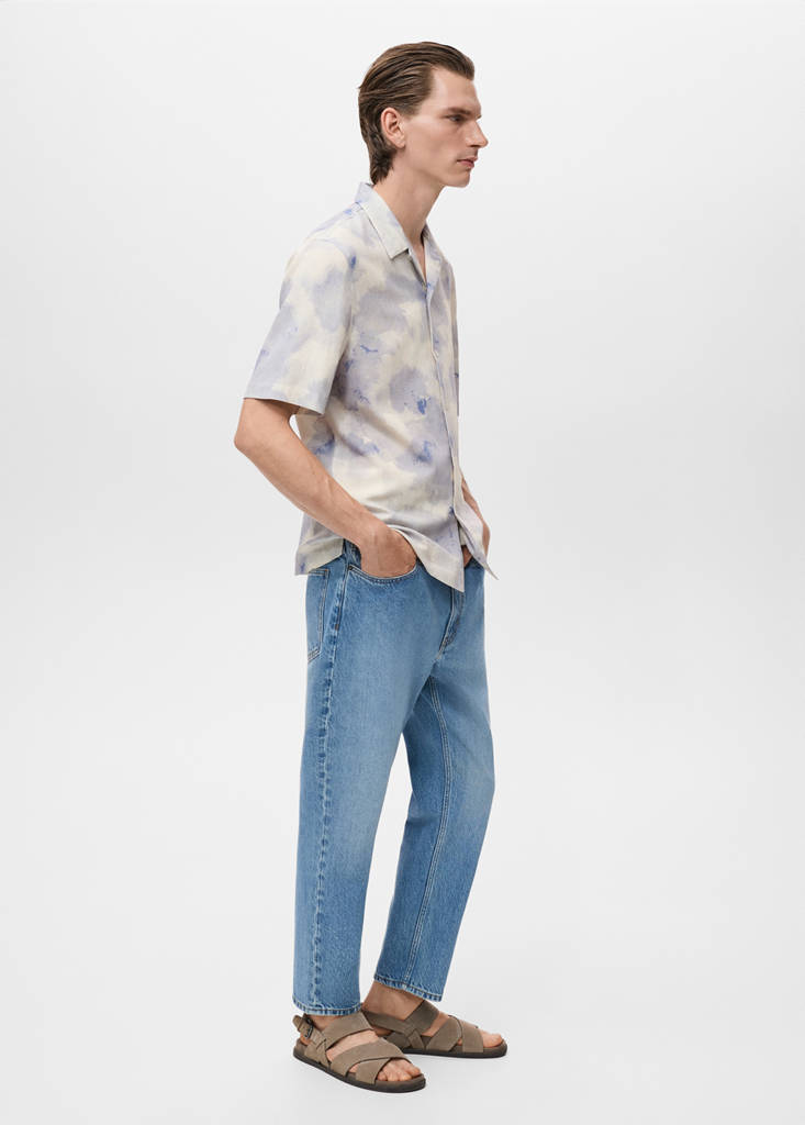 Printed bowling shirt — Light/Pastel Grey