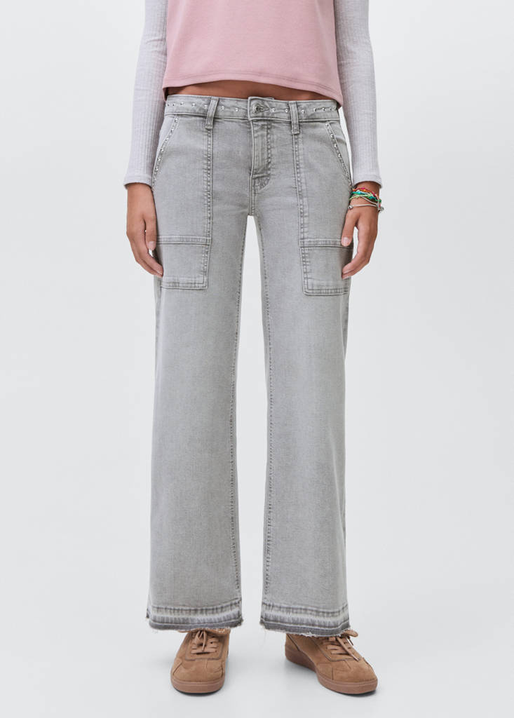 Studded culotte jeans — Denim Grey