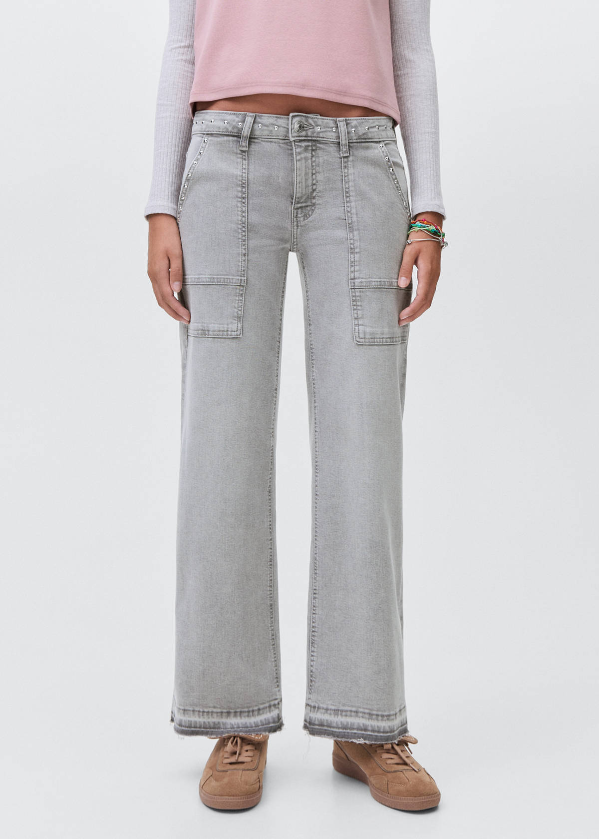 Studded culotte jeans — Denim Grey
