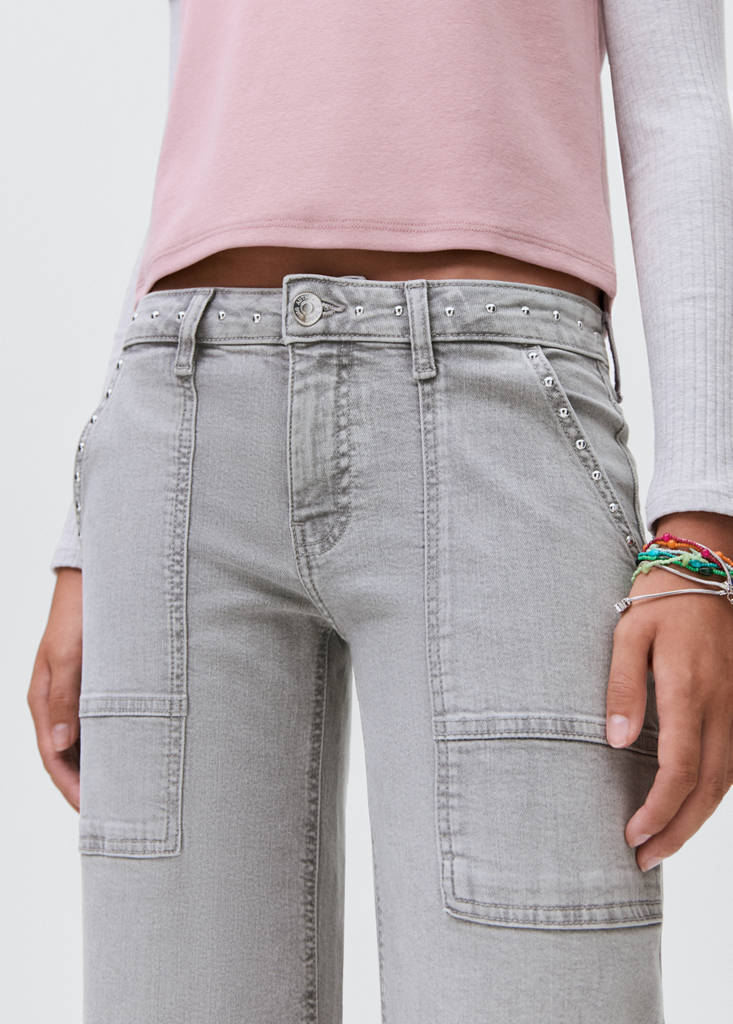 Studded culotte jeans — Denim Grey