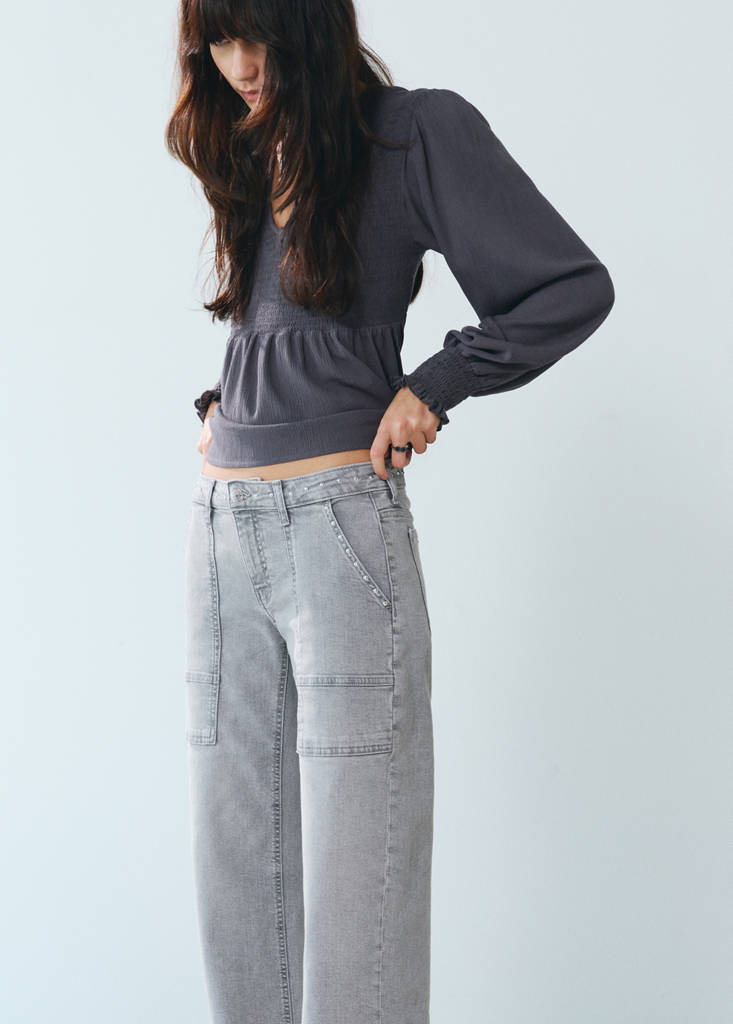 Studded culotte jeans — Denim Grey