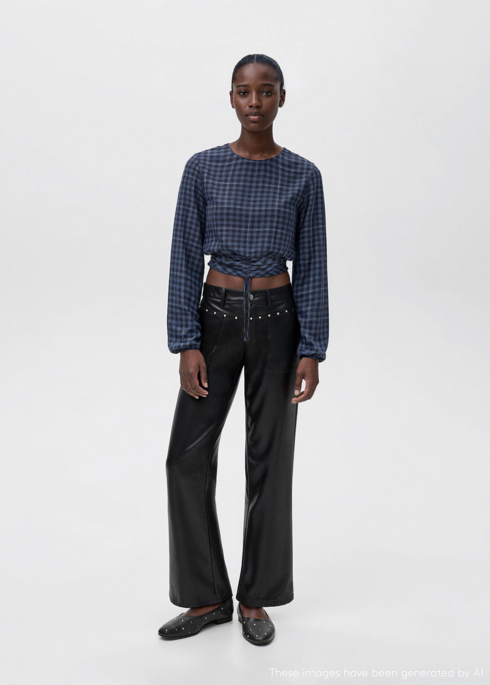 Studded leather-effect pants - General plane