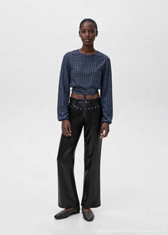 Studded leather-effect trousers — Black 2