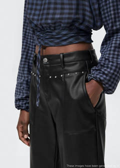 Studded leather-effect trousers — Black 4