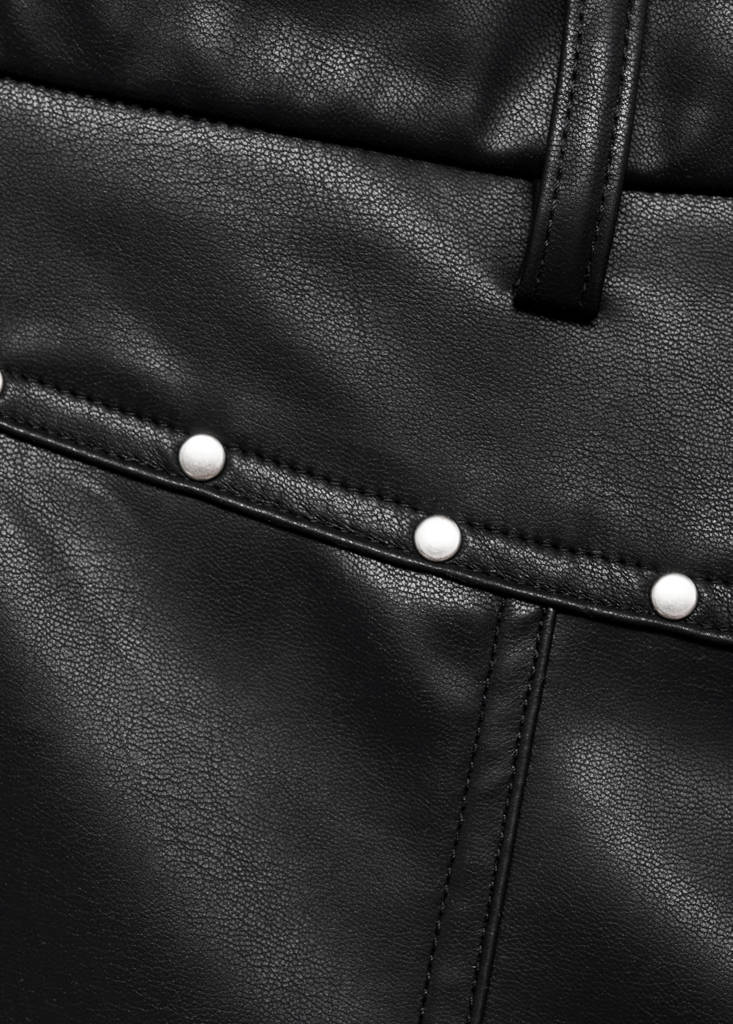 Studded leather-effect trousers — Black