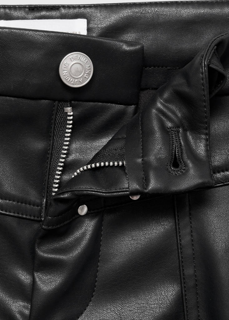 Studded leather-effect trousers — Black