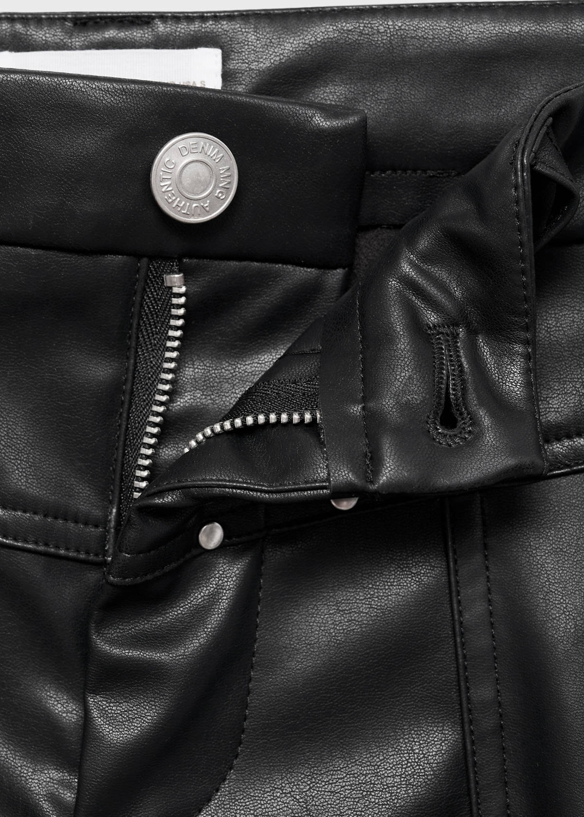 Studded leather-effect trousers — Black