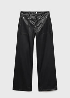 Studded leather-effect trousers — Black 3
