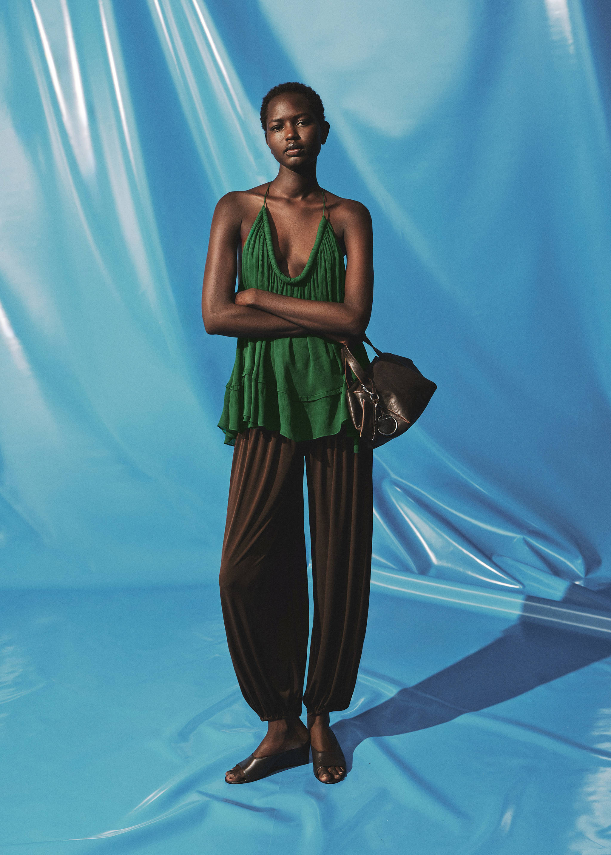 Top with pleated back neckline - General plane