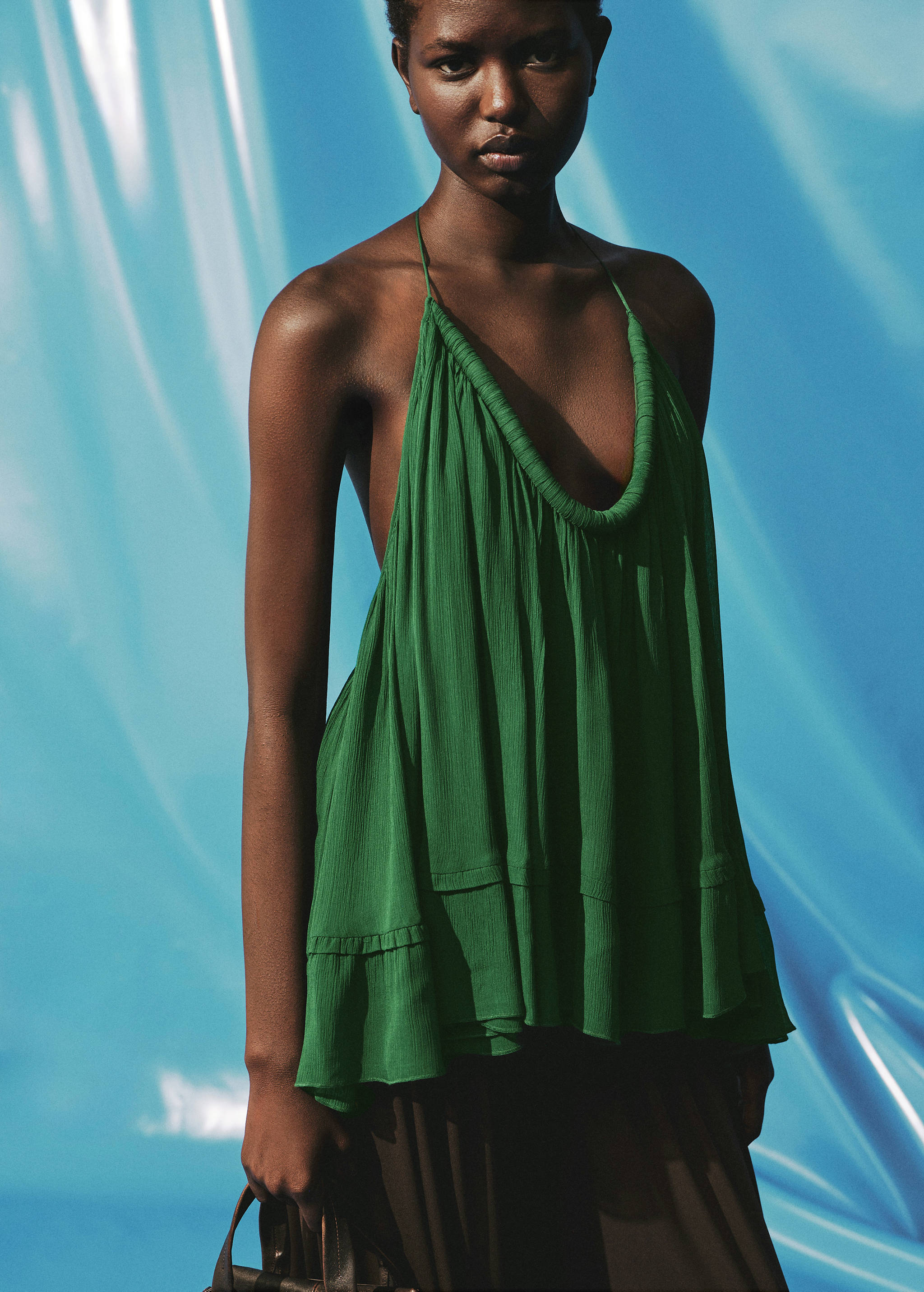 Top with pleated back neckline - Medium plane