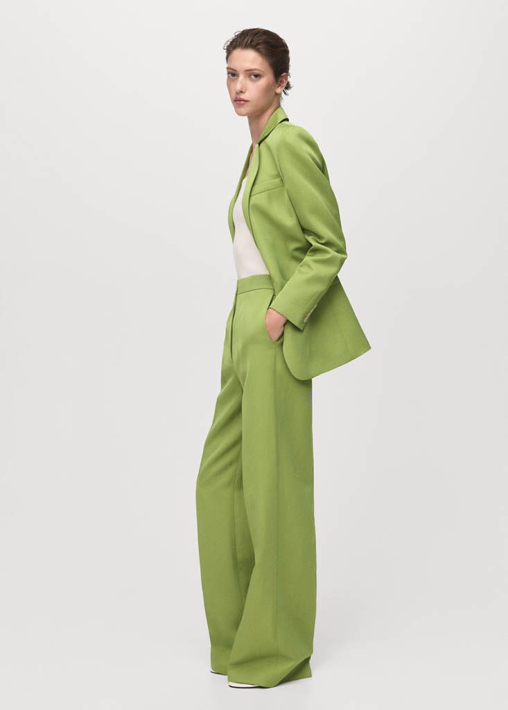 Straight-fit linen-blend suit trousers — Green