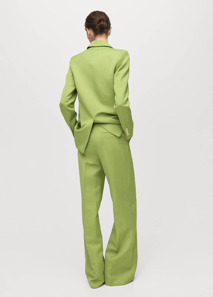 Straight-fit linen-blend suit trousers — Green
