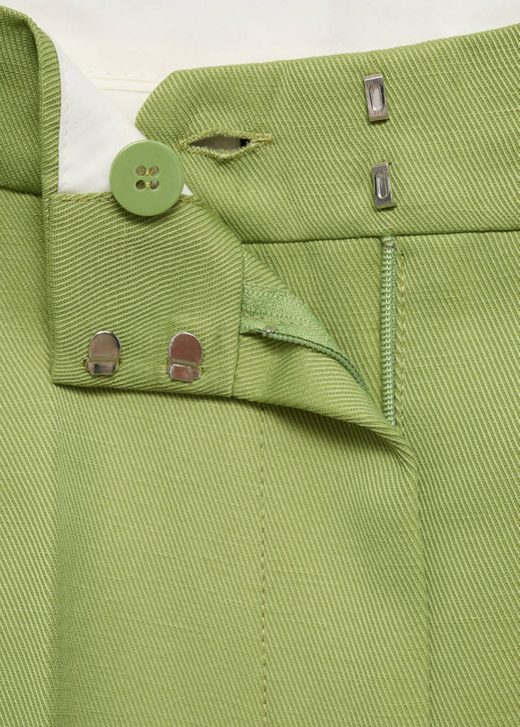 Straight-fit linen-blend suit trousers — Green