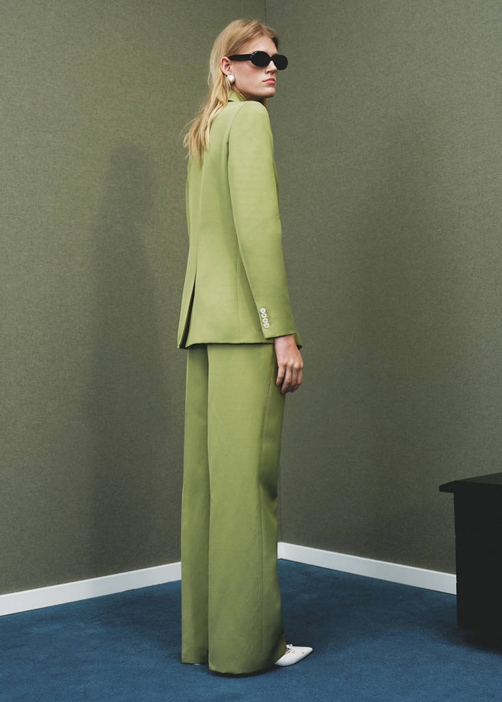 Straight-fit linen-blend suit trousers — Green