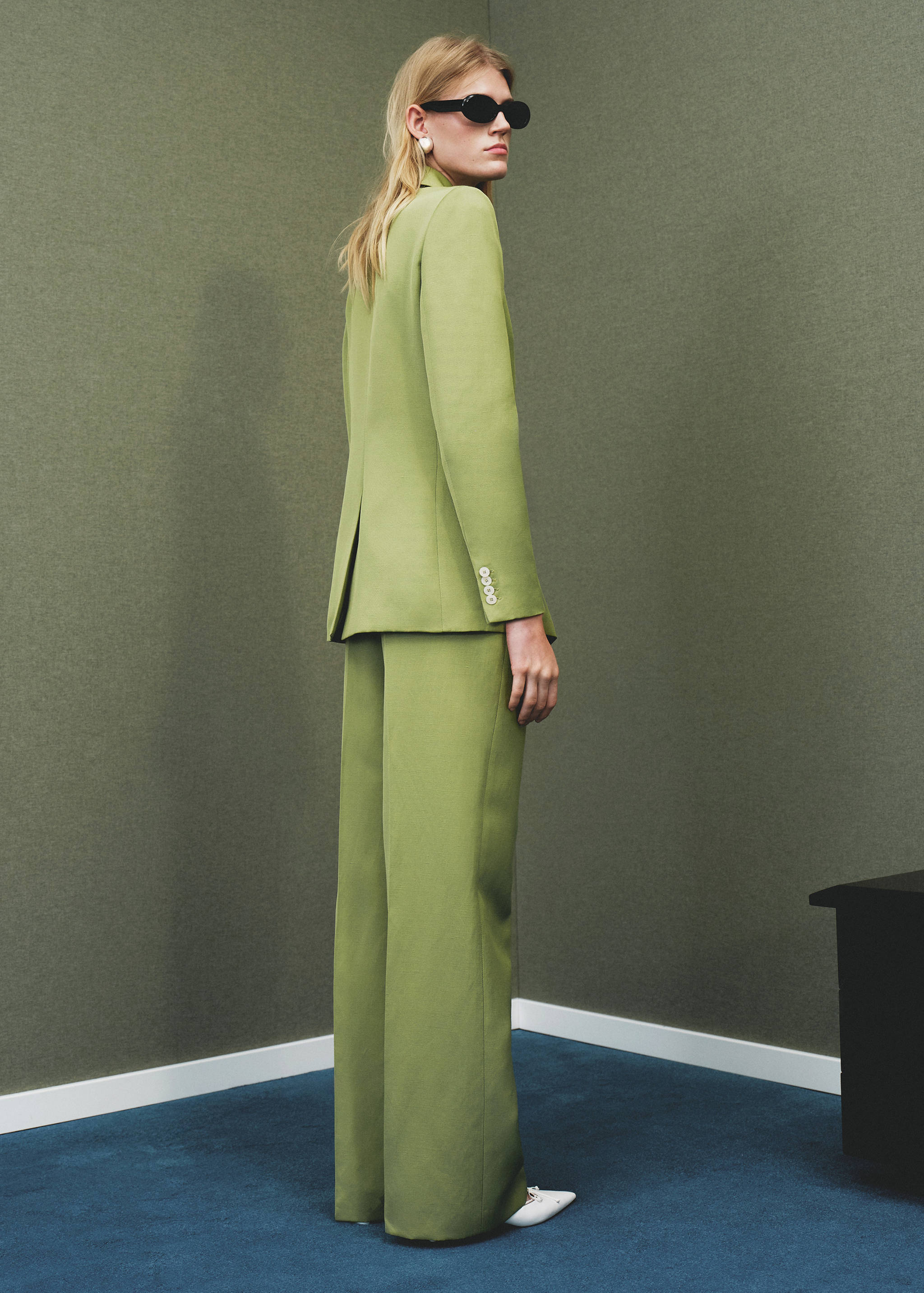 Straight-fit linen-blend suit pants - Reverse of the article