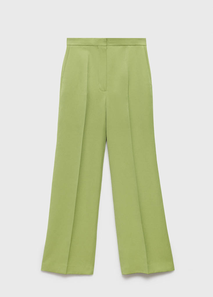 Straight-fit linen-blend suit trousers — Green