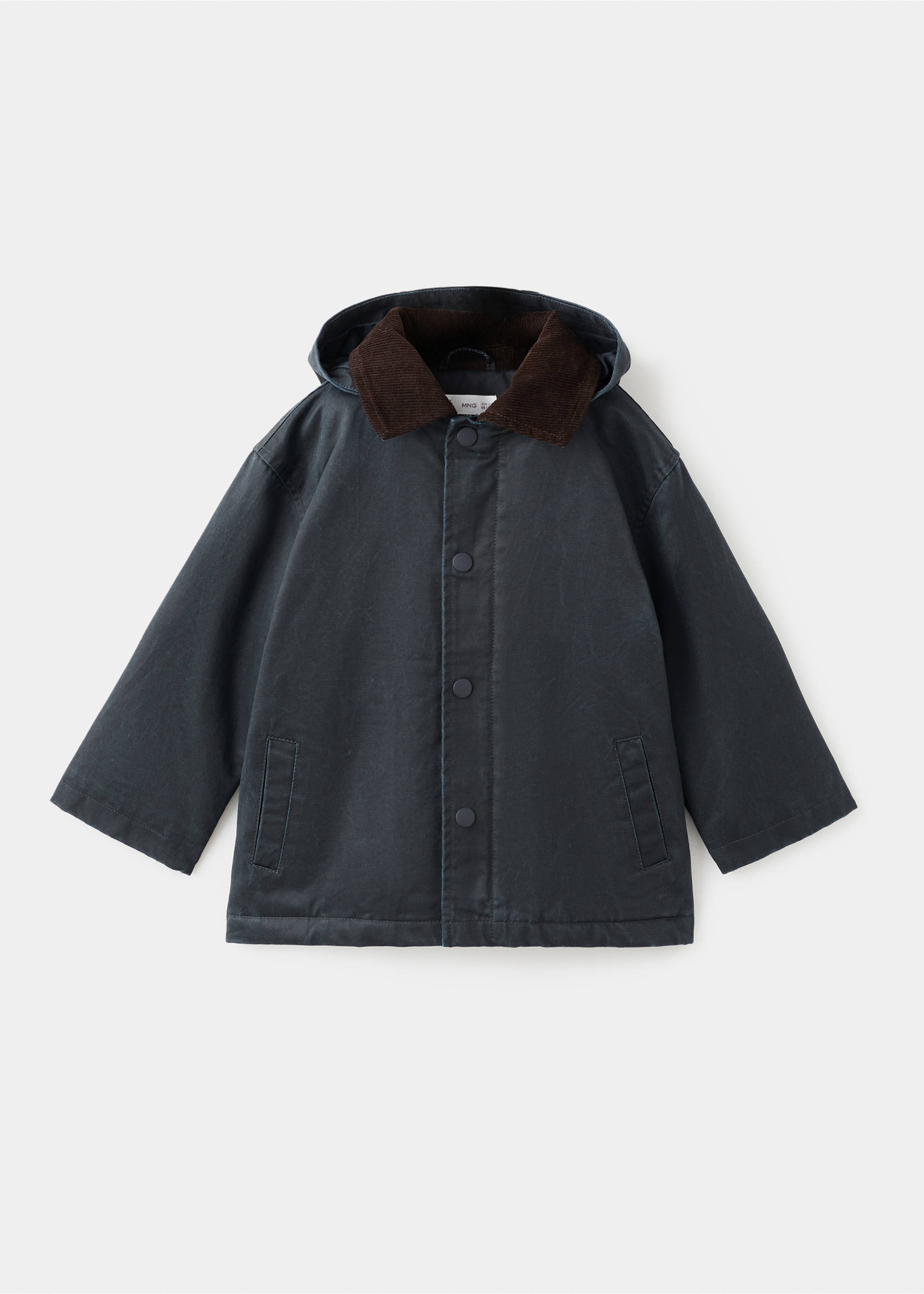 Waxed-effect parka with hood - Article without model, Navy. Ref: 17075141-00.