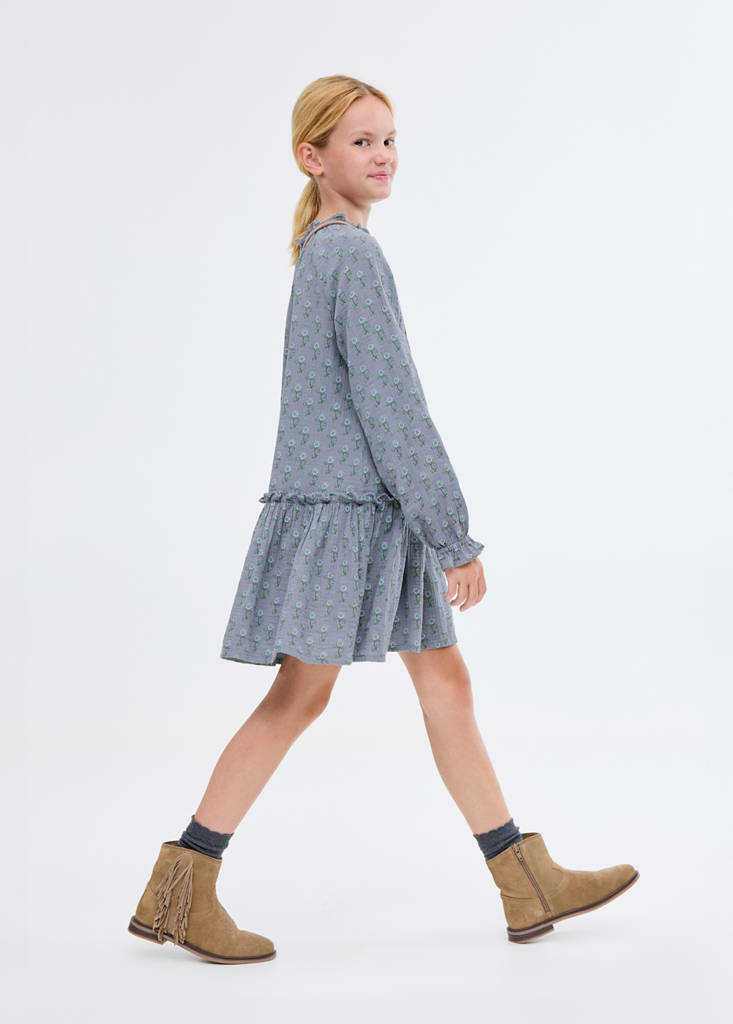 Ruffled floral dress — Sky Blue